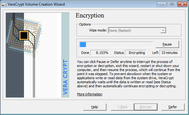 VeraCrypt encrypting partition