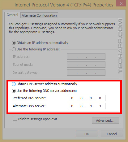 Bypassing DNS Blocking in Microsoft Windows 8