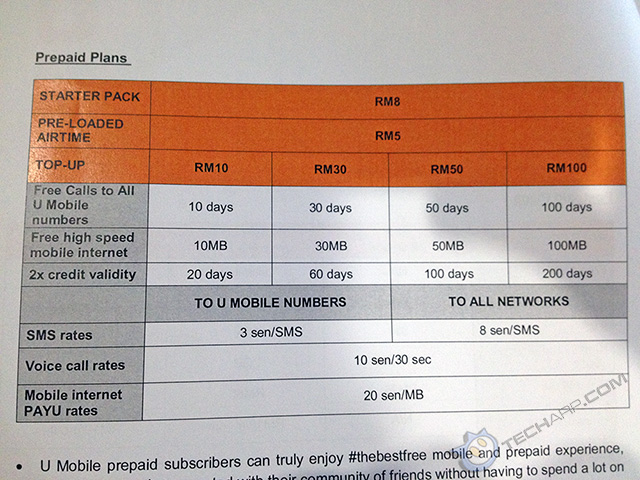 U Mobile New 2014 Prepaid Plans