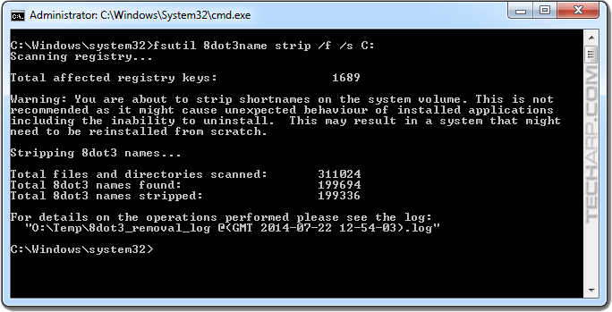 Disabling NTFS Short Filename