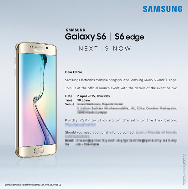 Samsung Galaxy S6 & S6 edge launch invitation